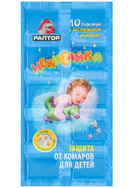 Пластини від комарів РАПТОР Некусайка для дітей, 10 шт